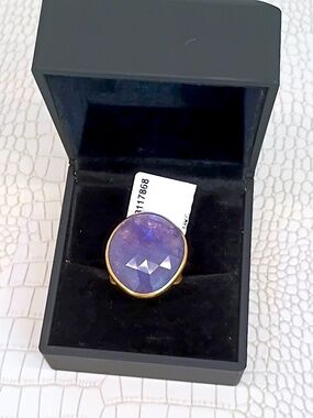 🔥 New 18K Yellow Gold Large Purple Chalcedony Cabochon NWT (ONE OF A KIND)